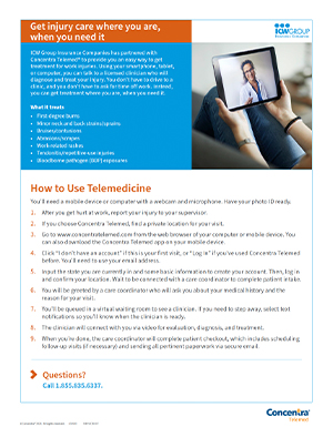 ICW Group's How to Use Telemedicine flyer.